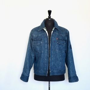Men's Quiksilver Reversible Flannel Denim Jacket Blue Green SZ Medium